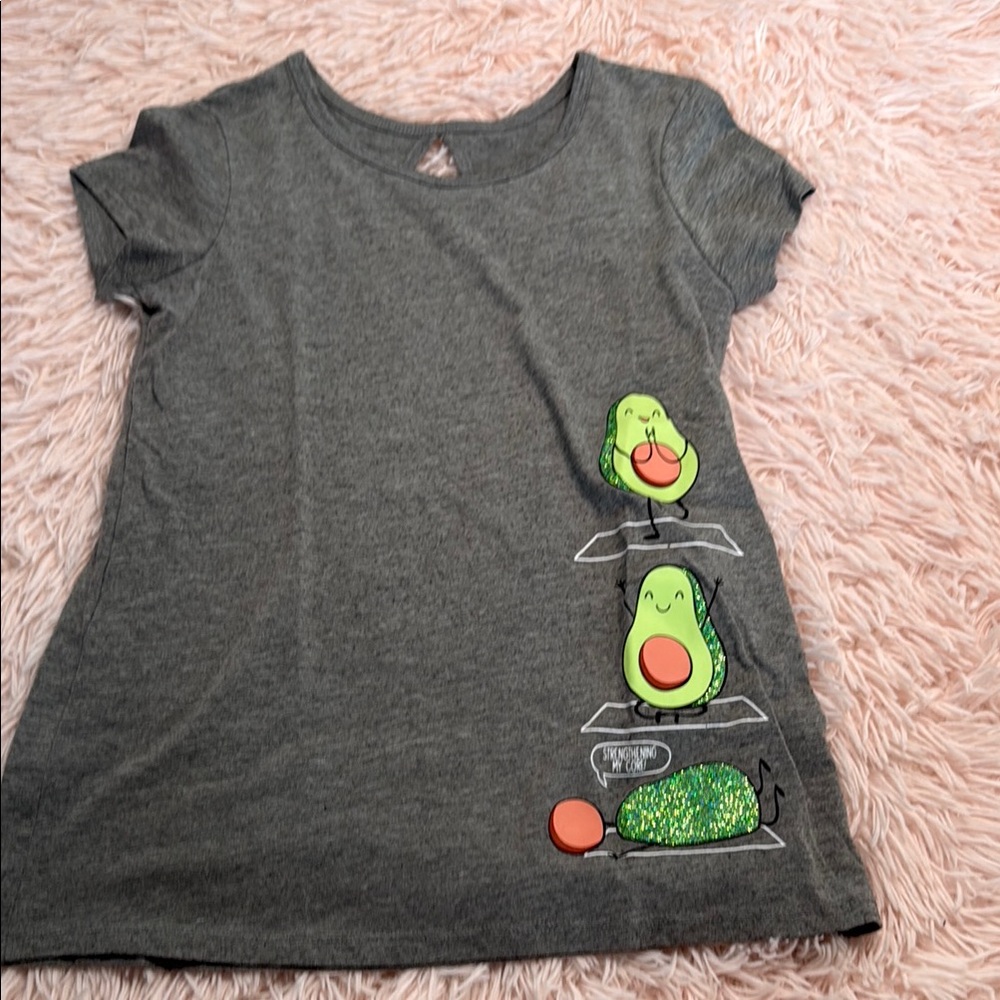 Justice Gray and Green Avocado Graphic Tee